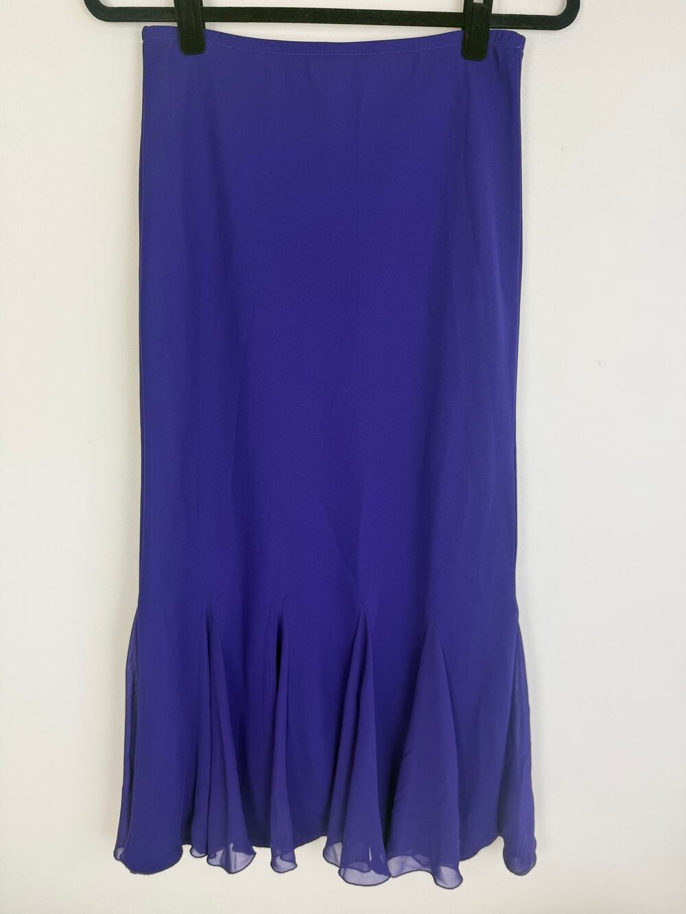 Vintage S.L. fashions Womens Flare Ruffle Whimsical Indigo Purple Midi Skirt 6
